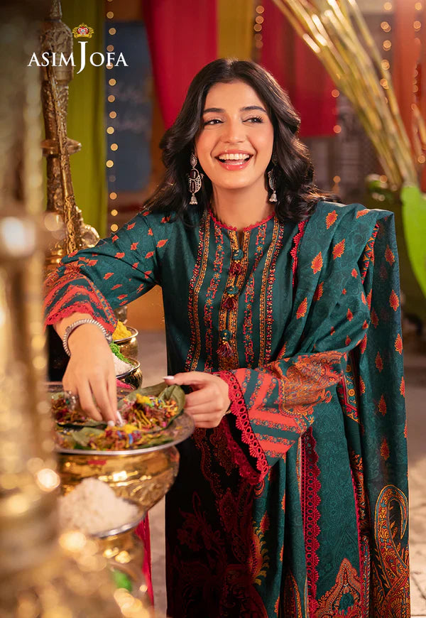 Asim Jofa - Winter 3PC Karandi Digital Print Dress AY-002