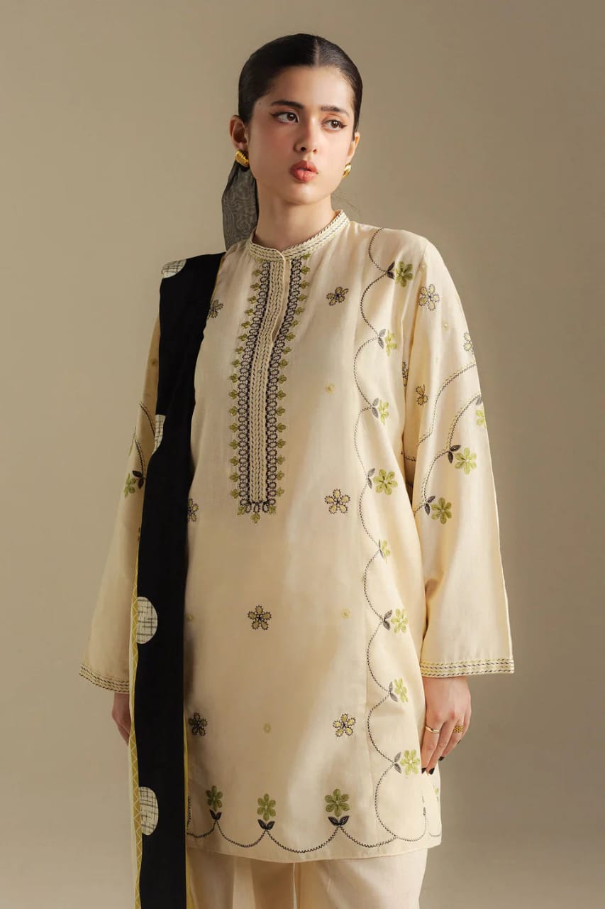 3PC EMBROIDERED DHANAK SUIT AY-1011