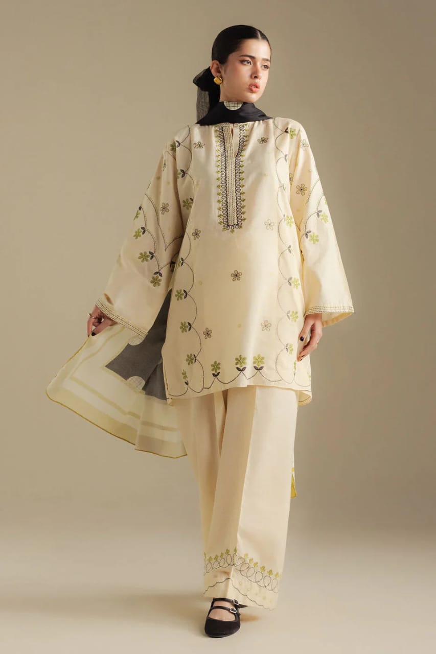 3PC EMBROIDERED DHANAK SUIT AY-1011