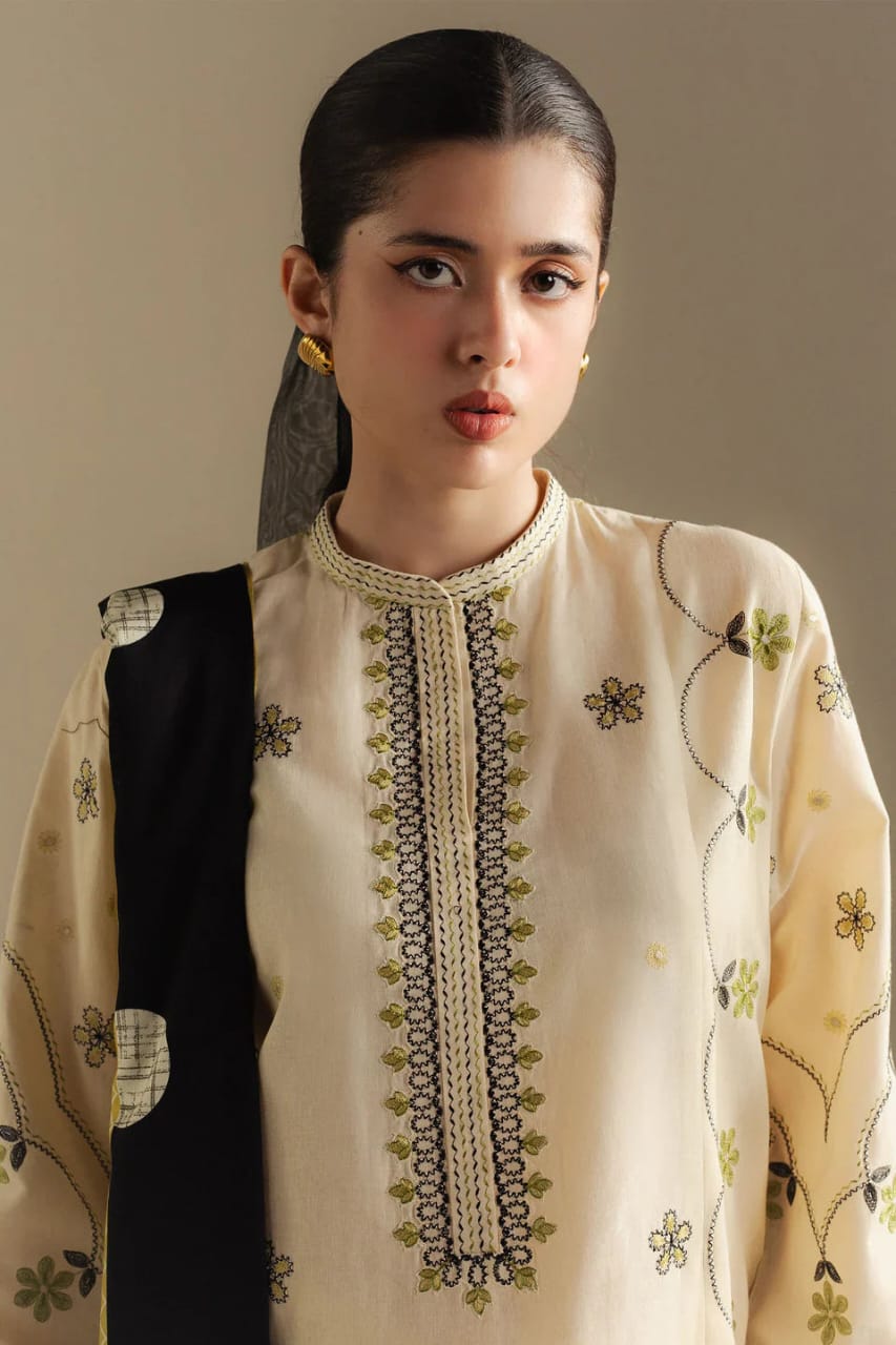 3PC EMBROIDERED DHANAK SUIT AY-1011