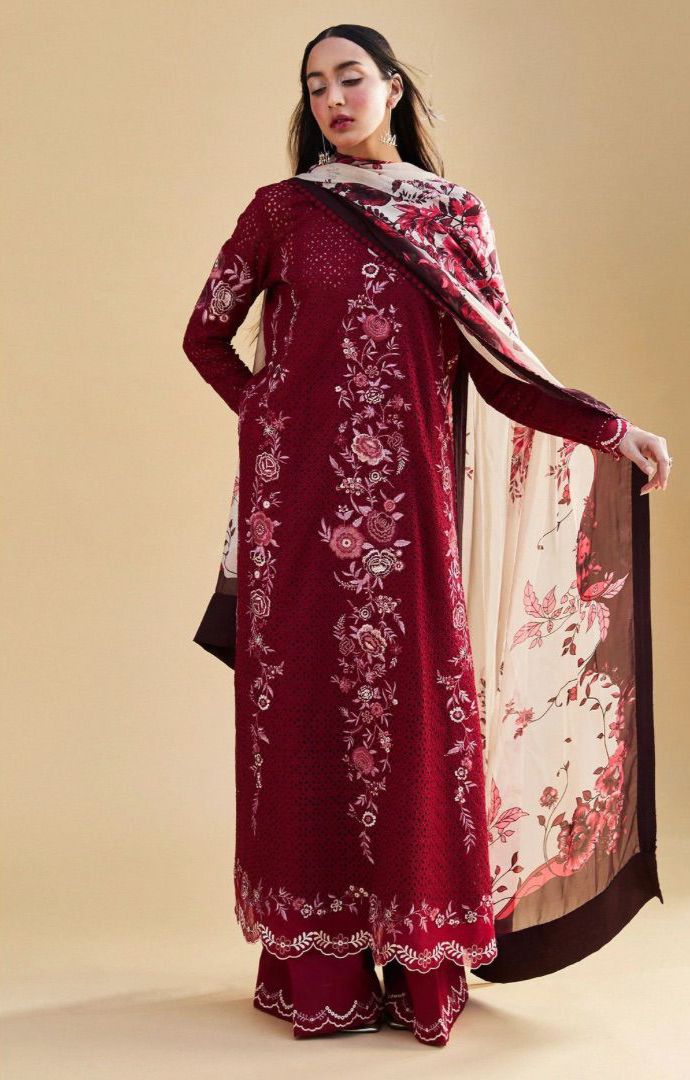 3Pc HEAVY EMBROIDERED DHANAK SUIT – LUXURY WINTER COLLECTION AY-1018