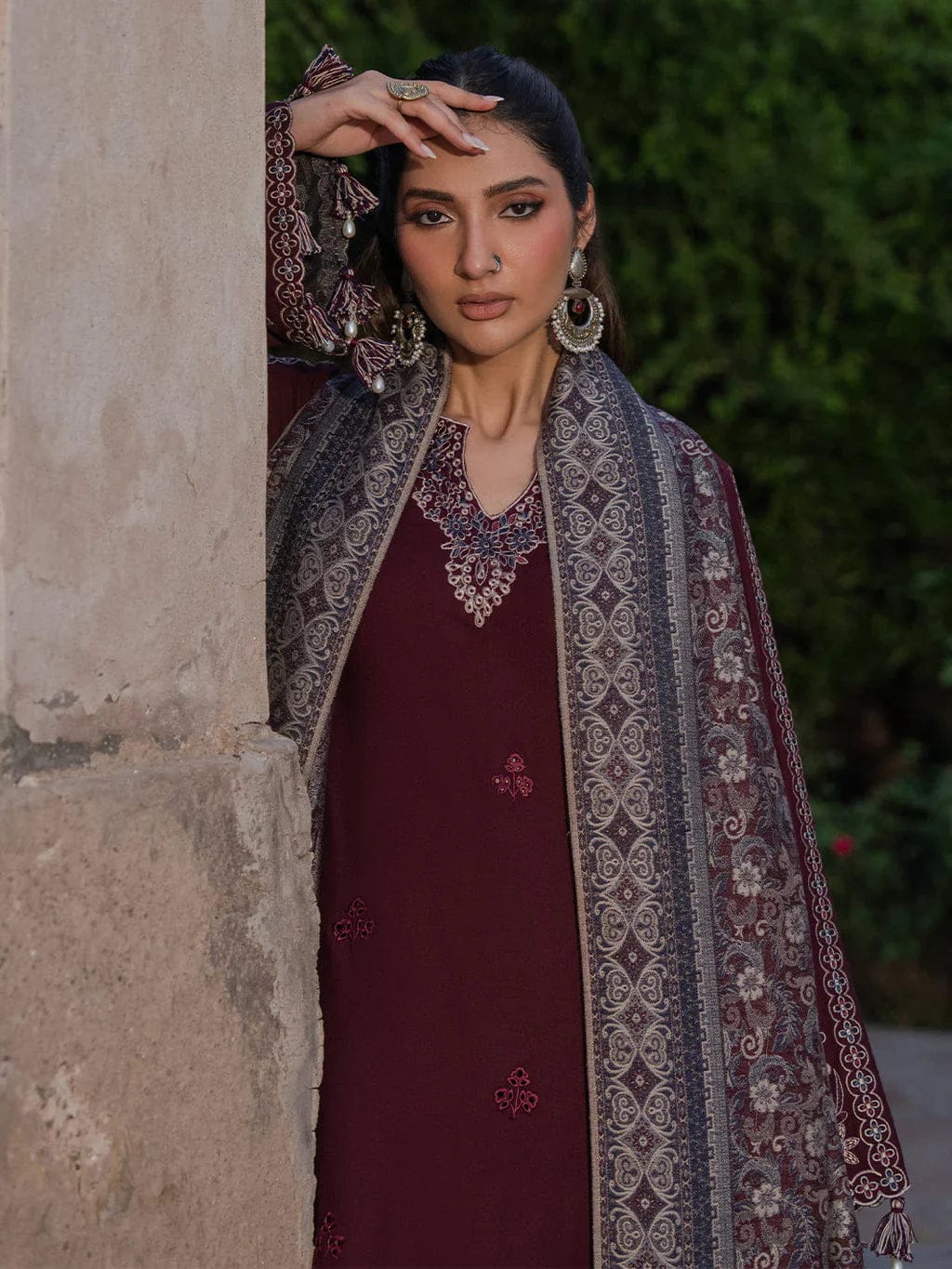 3PC Unstitched Dhanak Embroidered Suit MB015-I