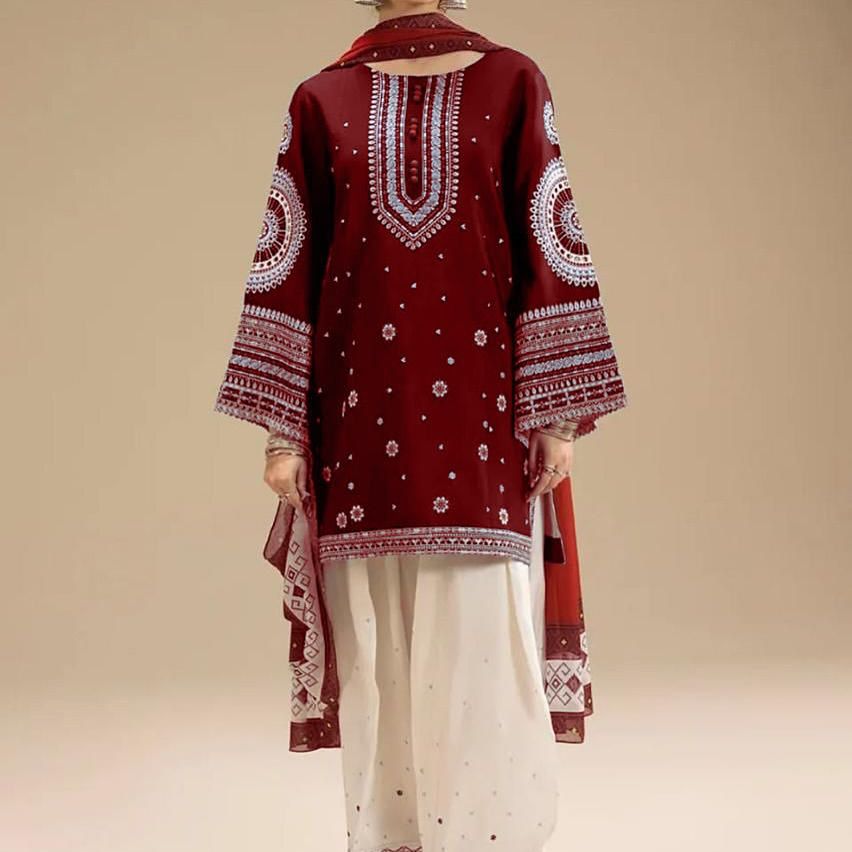 3PC Unstitched Dhanak Embroidered Suit MB005-ZT