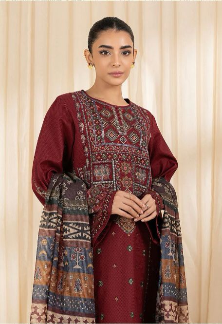 "Most Demanding" SAPPHIRE 3 Pcs women’s unstitched Dhanak embroidered suit AY-0040