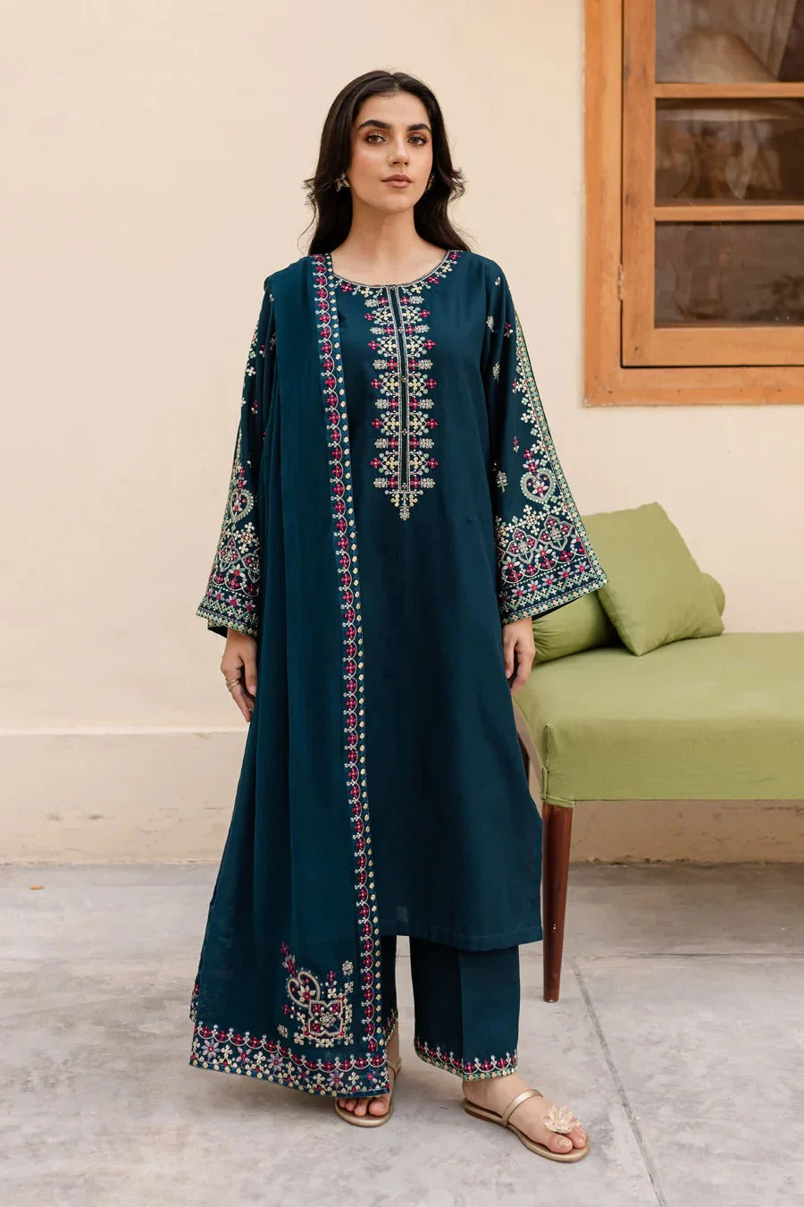 3PC Unstitched Dhanak Embroidered Suit MB01114-I