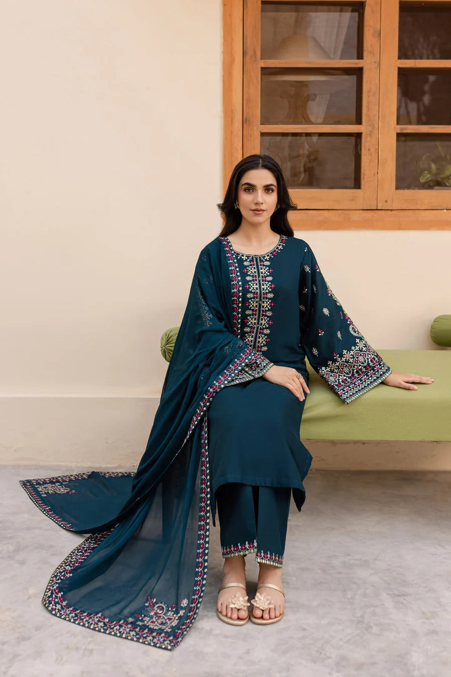 3PC Unstitched Dhanak Embroidered Suit MB01114-I