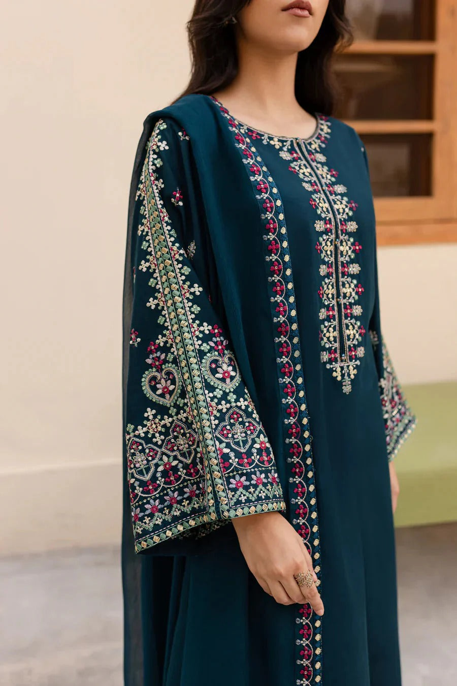 3PC Unstitched Dhanak Embroidered Suit MB01114-I